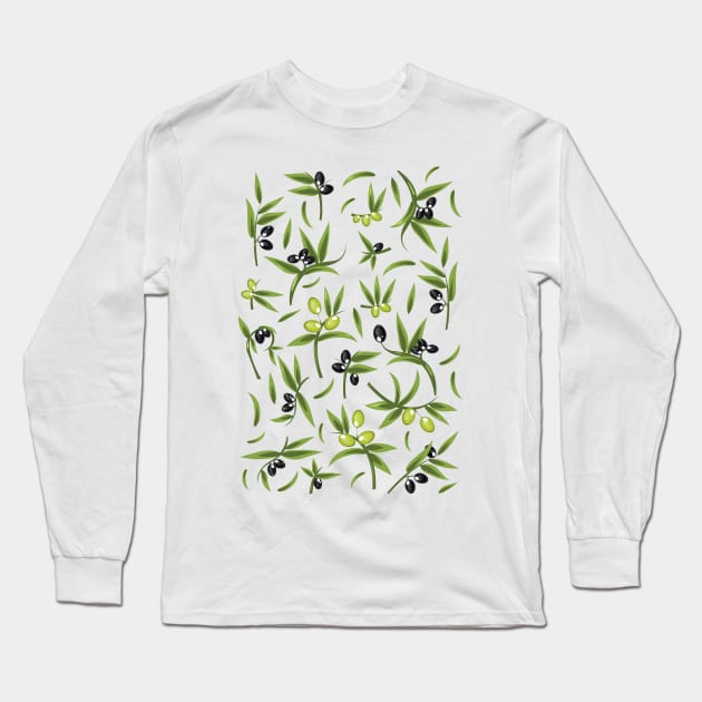 vintage olive pattern Long Sleeve T-Shirt by nickemporium1